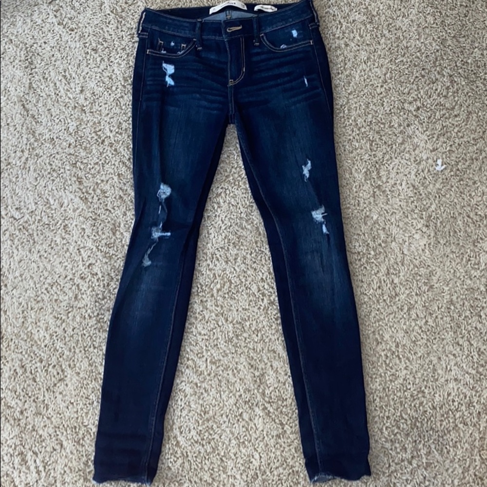 Dark Blue Ripped Skinny Jeans